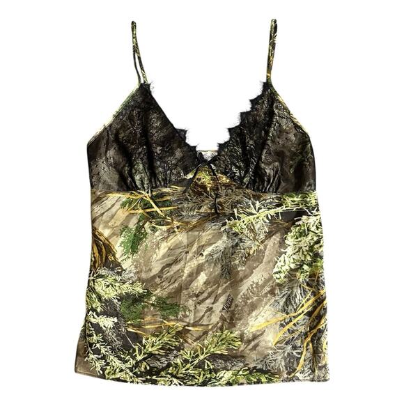 Camouflage Lace Camisole Y2K Top Size Large - Picture 1 of 8